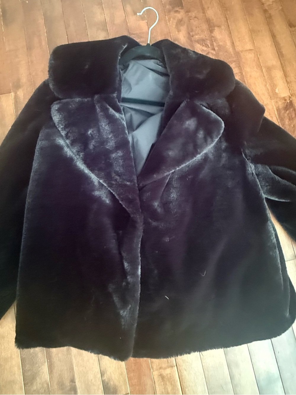 Kensie Black Faux Fur Collar Teddy Jacket